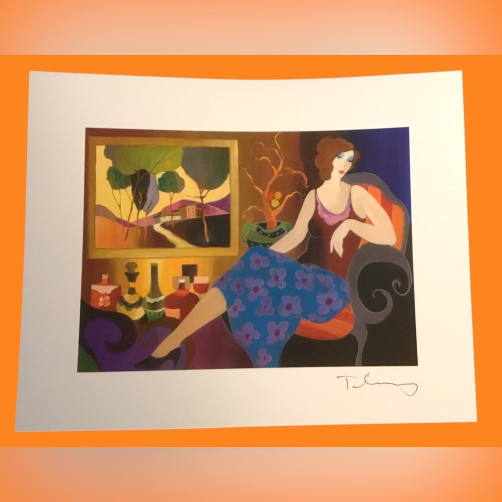 Itzchak Tarkay - Simple Elegance #15, Colorful Modern Woman Lithograph. NEW